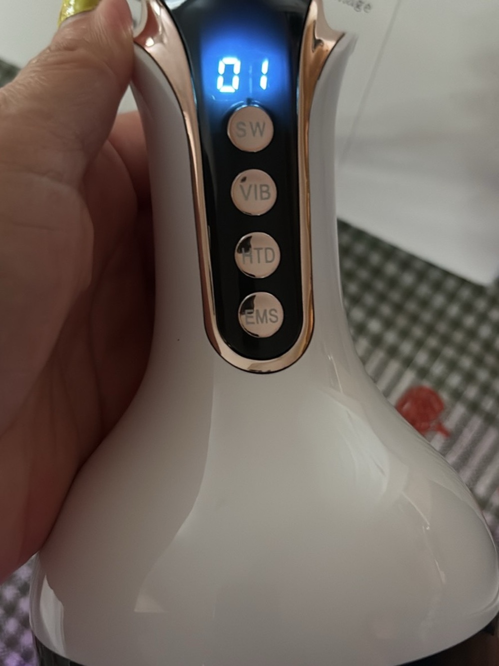 White & Rose Gold Handheld Electronic Massage Device - Unbranded